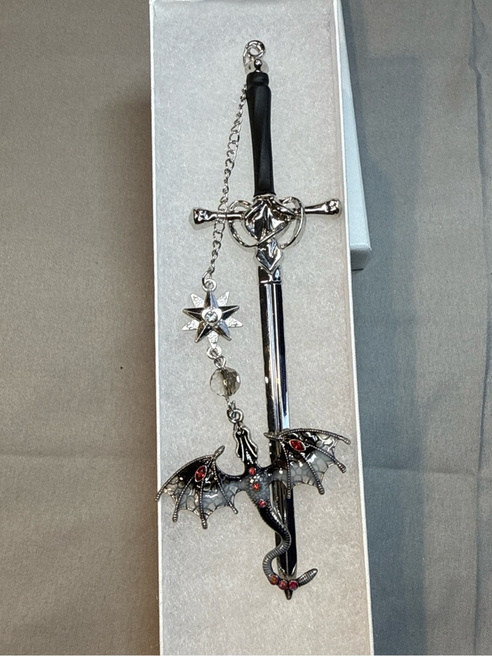 Bookmark Dragon with Sword Wall with Red Gem Details